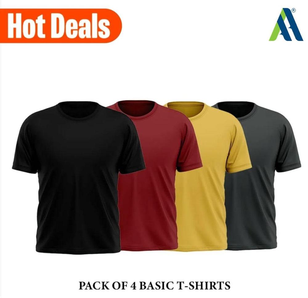 Pack of 4 Men’s Basic T-Shirts – Soft Comfortable Cotton Casual Wear