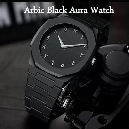 Arabic Black Aura Watch – Premium Matte Black Men’s Luxury Wristwatch