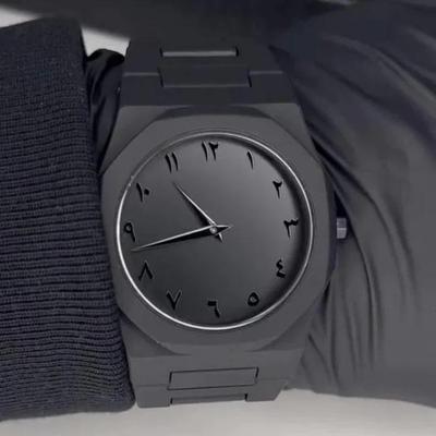 Arabic Black Aura Watch – Premium Matte Black Men’s Luxury Wristwatch