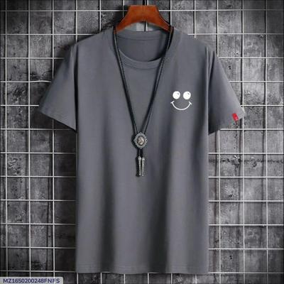 Men’s Grey Smiley T-Shirt – Soft Cotton Casual Wear