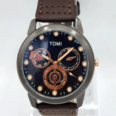 TOMI Men’s Stylish Watch – Blue Dial, Leather Strap