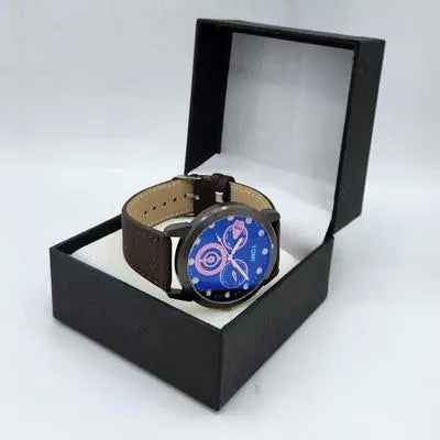 TOMI Men’s Stylish Watch – Blue Dial, Leather Strap